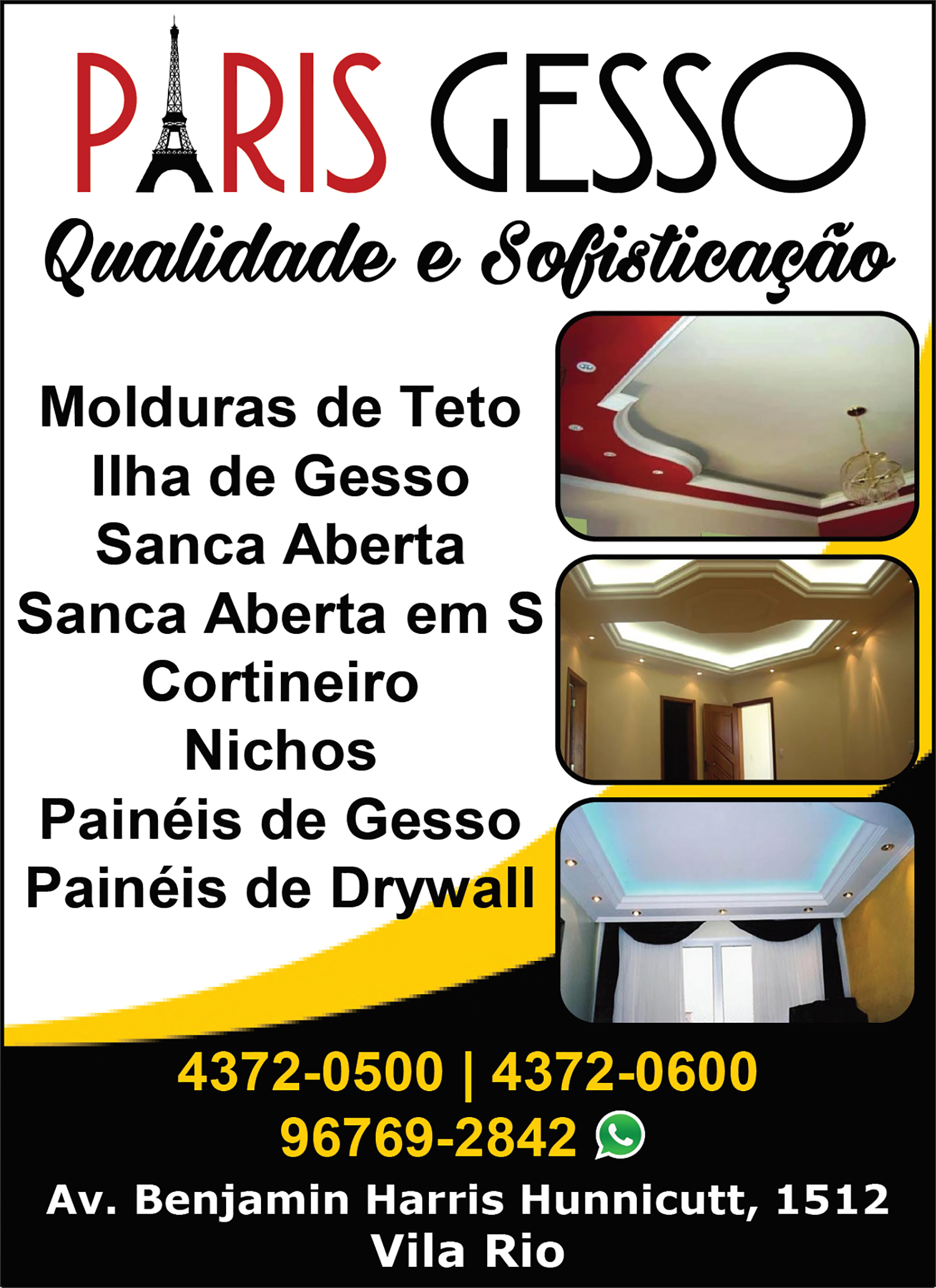 Paris Gesso Qualidade e Sofisticao em Molduras, Sancas, Nichos, Painis, Cortineiros e Muito Mais!