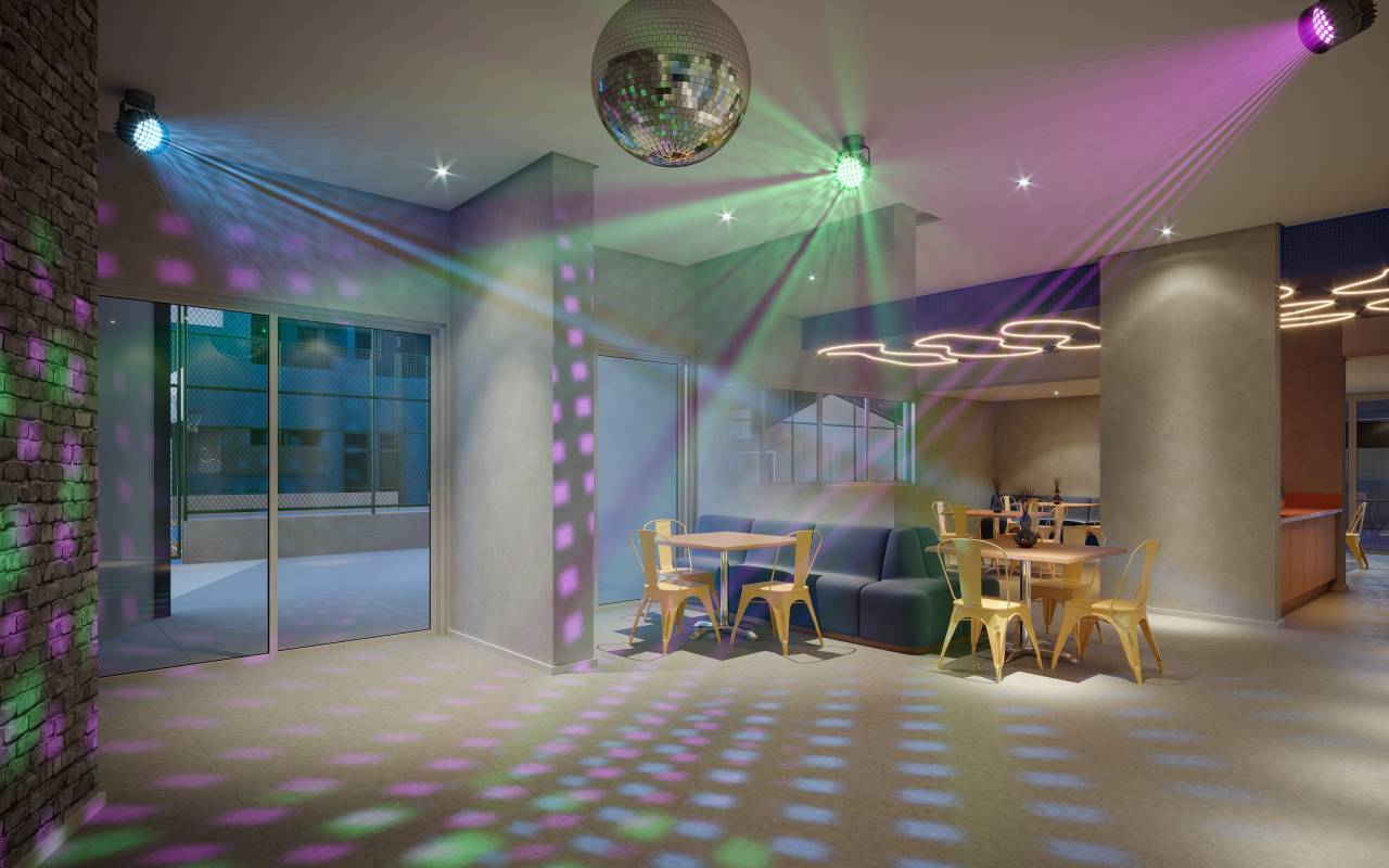 Itens de Lazer Altano Lago dos Patos - SALO DE FESTAS TEEN E INFANTIL, com Terrao e Espao Gourmet com Pista de Dana